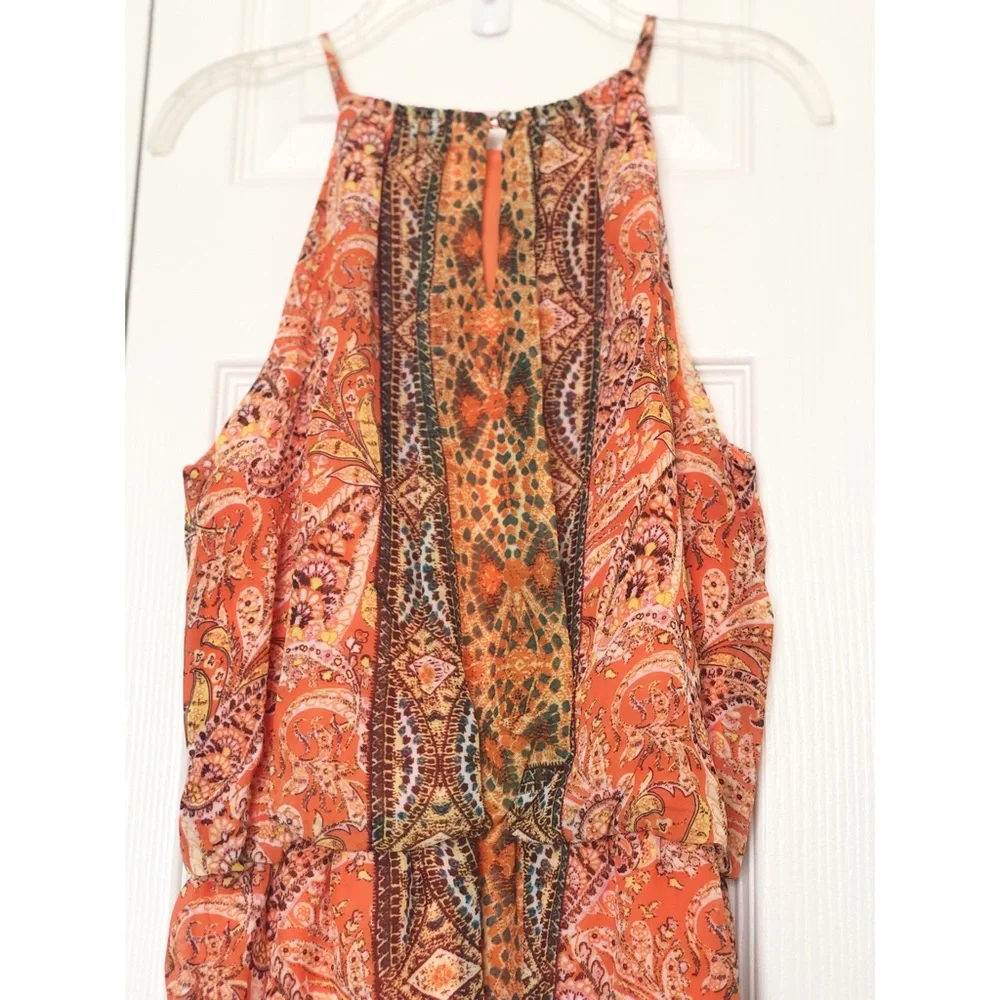 London Times Orange Paisley Halter Dress - Picture 2 of 6